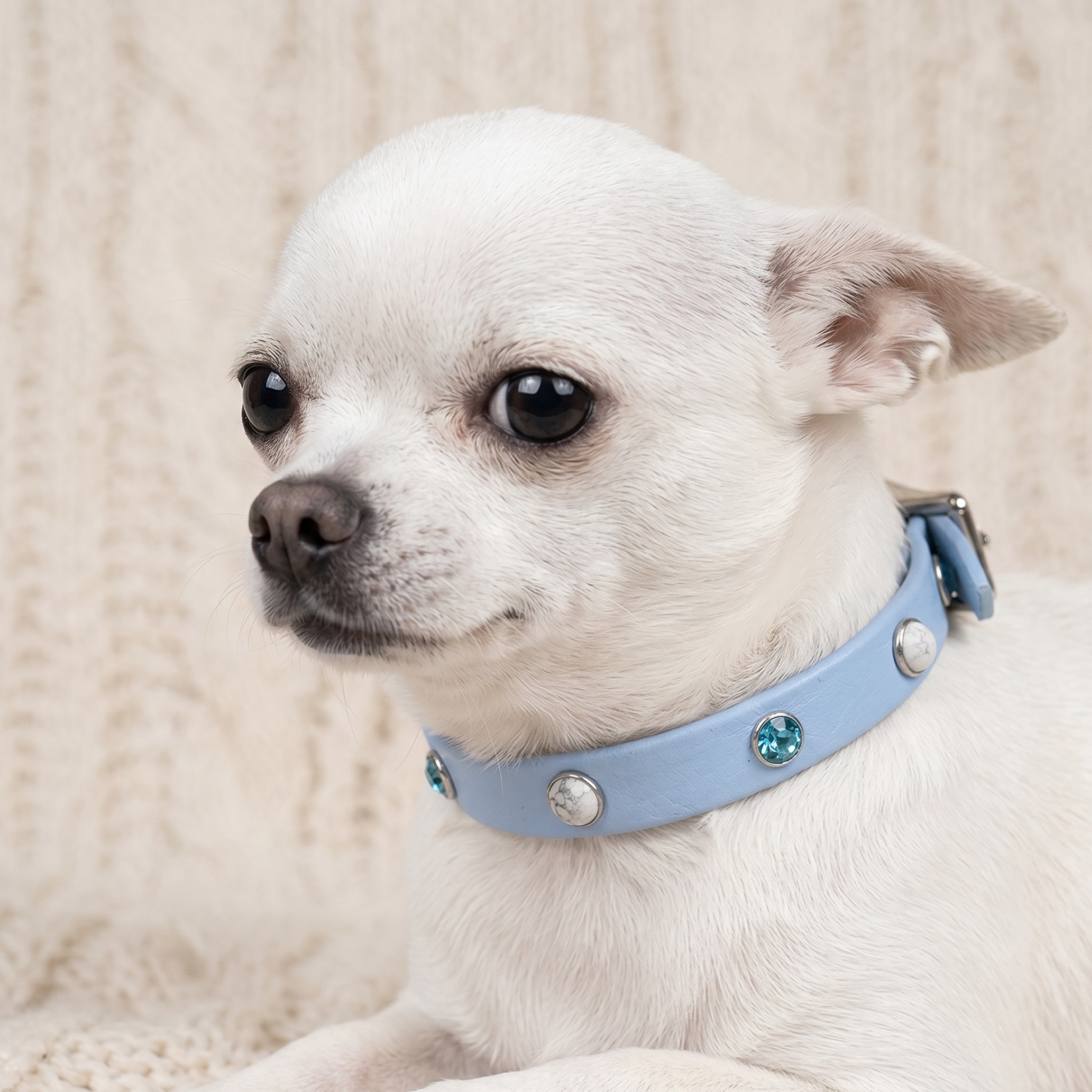Collare Luxury Shine & Stone Collar – In Biothane® Light Gold con Cabochon e Punti Luce